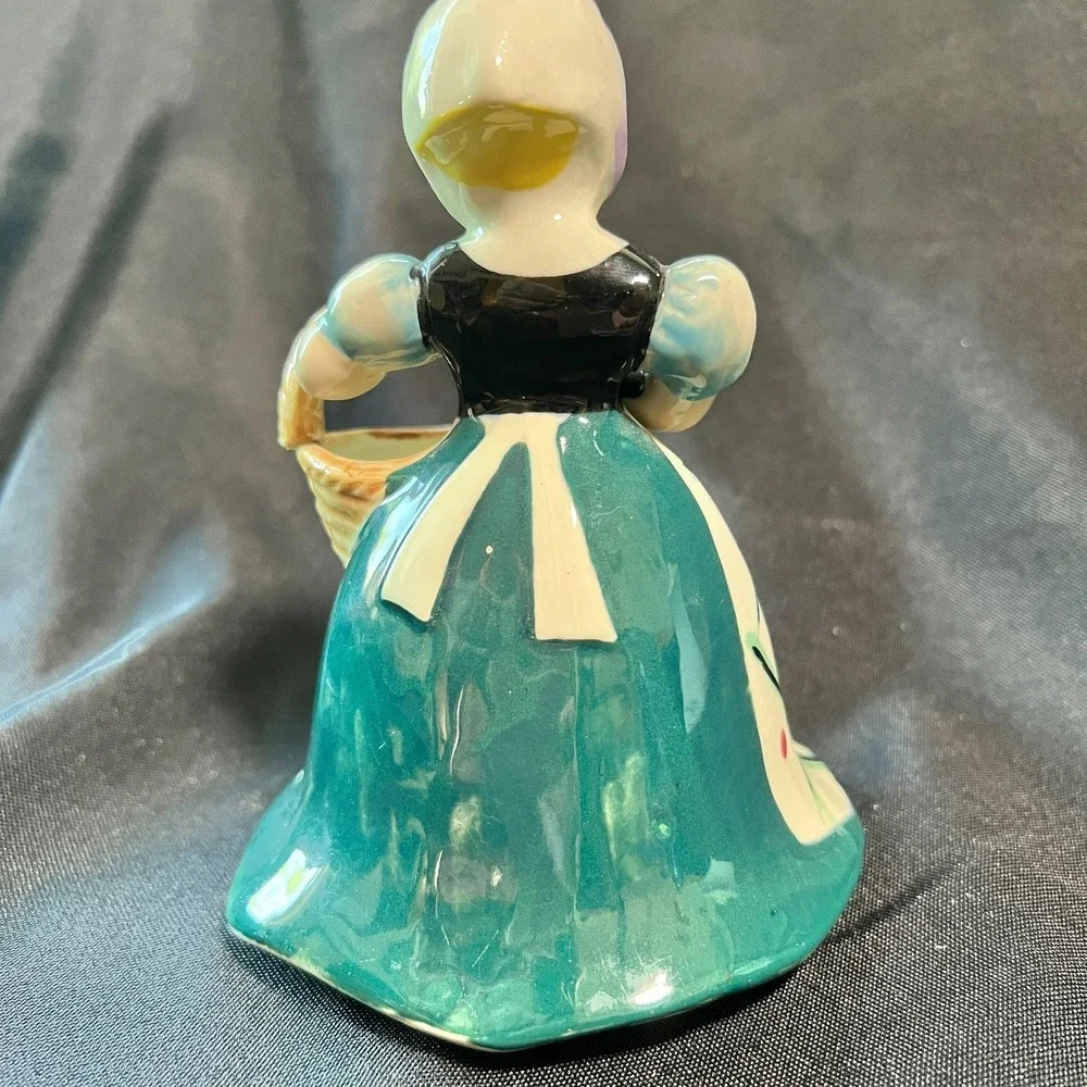 Vintage United China & Glass Co. Lady  Basket Vase Succulent Planter Small 1940s